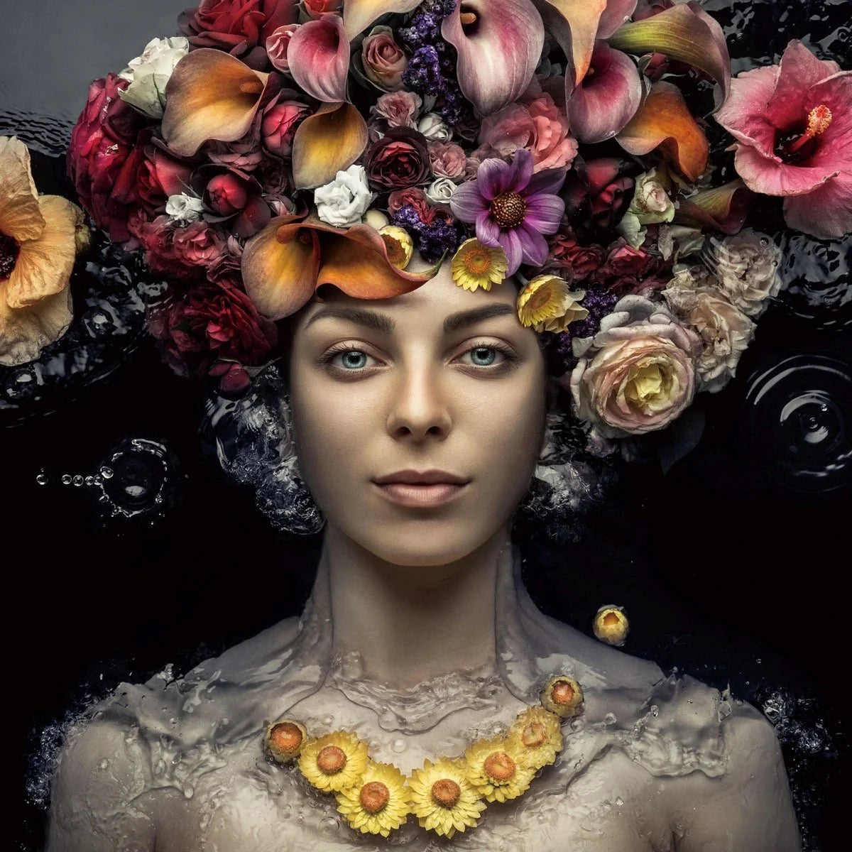 Glass picture lady with flowers Homefactory