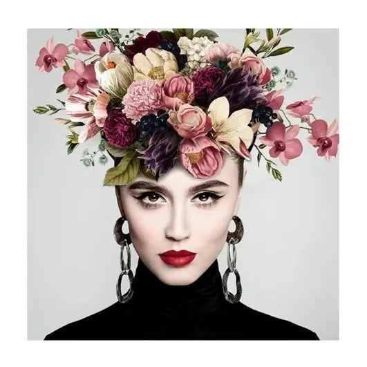 Glass picture Girl with flower No. 2 Homefactory