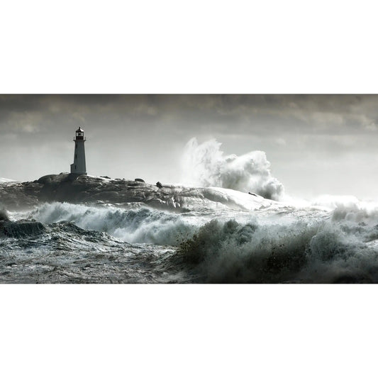 Glass picture Lighthouse out in the sea Homefactory