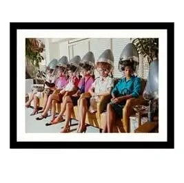 Glass picture w/frame kvinner i en frisørsalong Homefactory