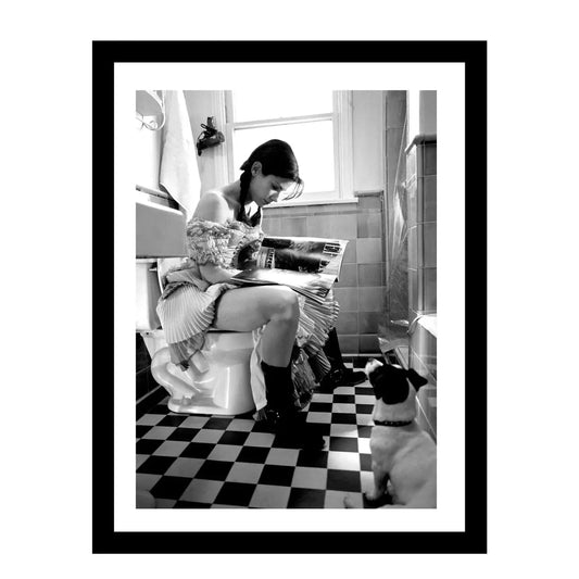 Glass picture w/frame Sandra Bullock with her dog Homefactory