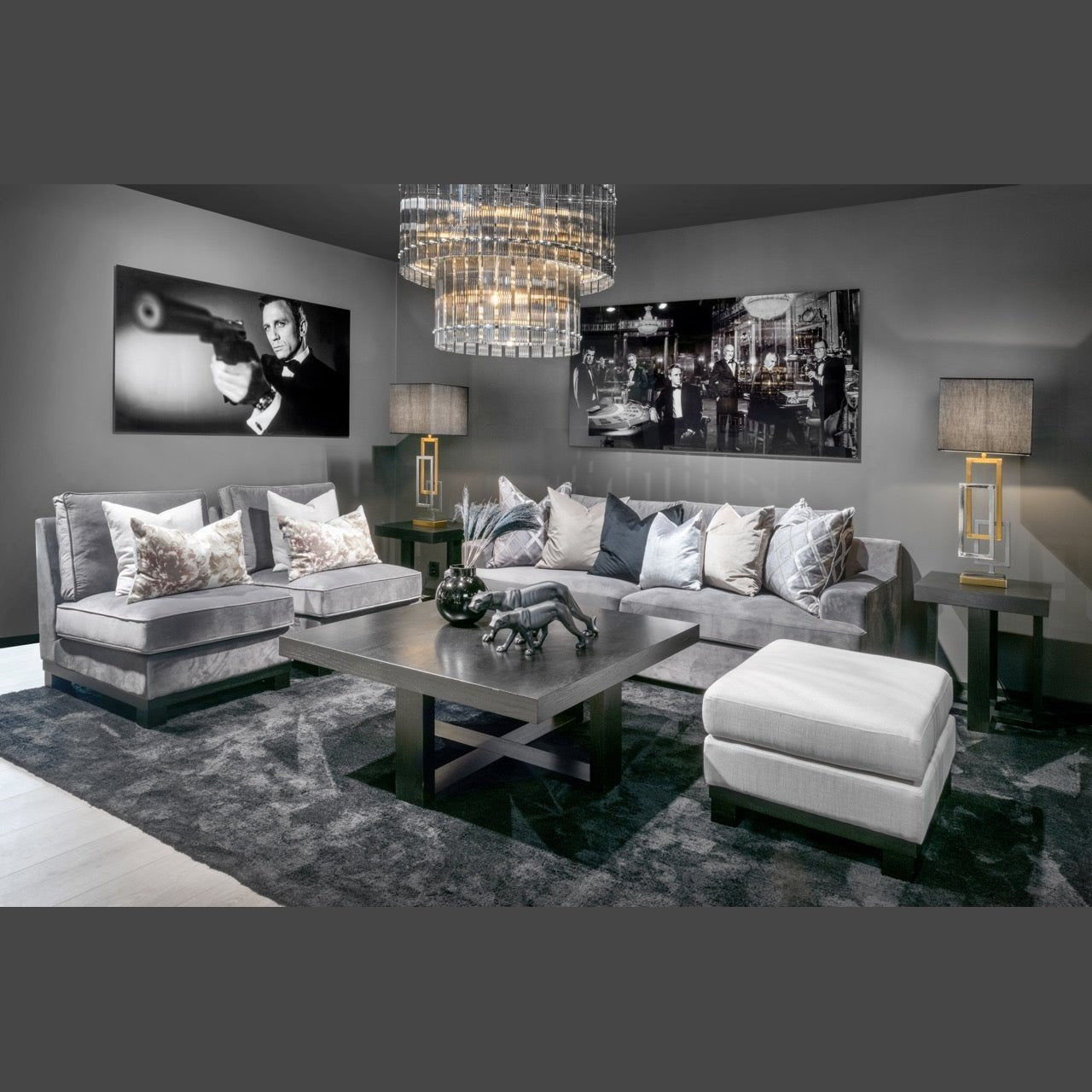 Taklampe Baltimore D60 Grey glass