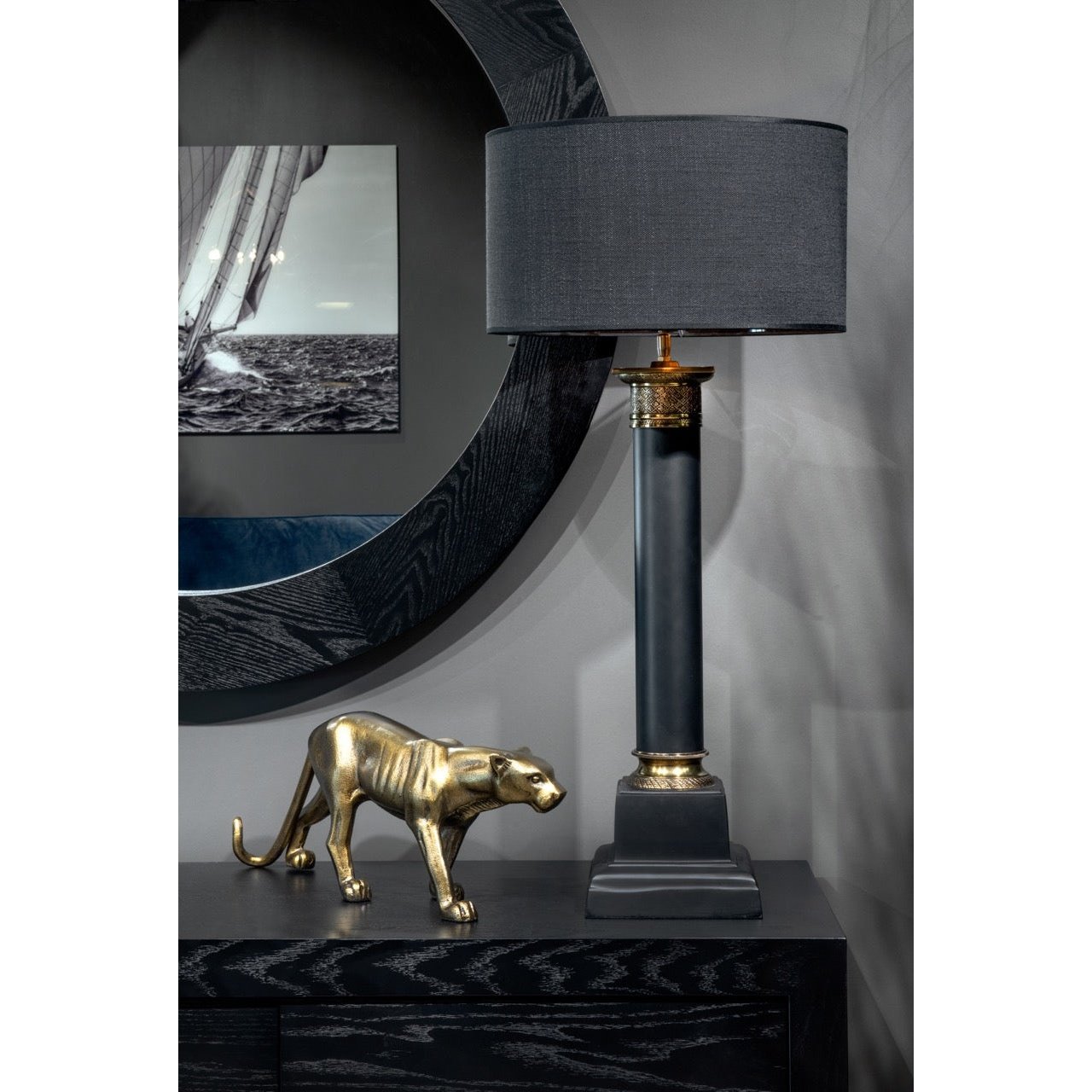 Bordlampe Clermont black/brass - -Homefactory -Nordstrand Møbler og Interiør